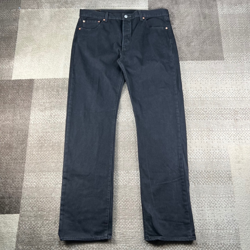 Levis 501 Original Fit Mens Jeans Black Denim 36X34 Button Fly